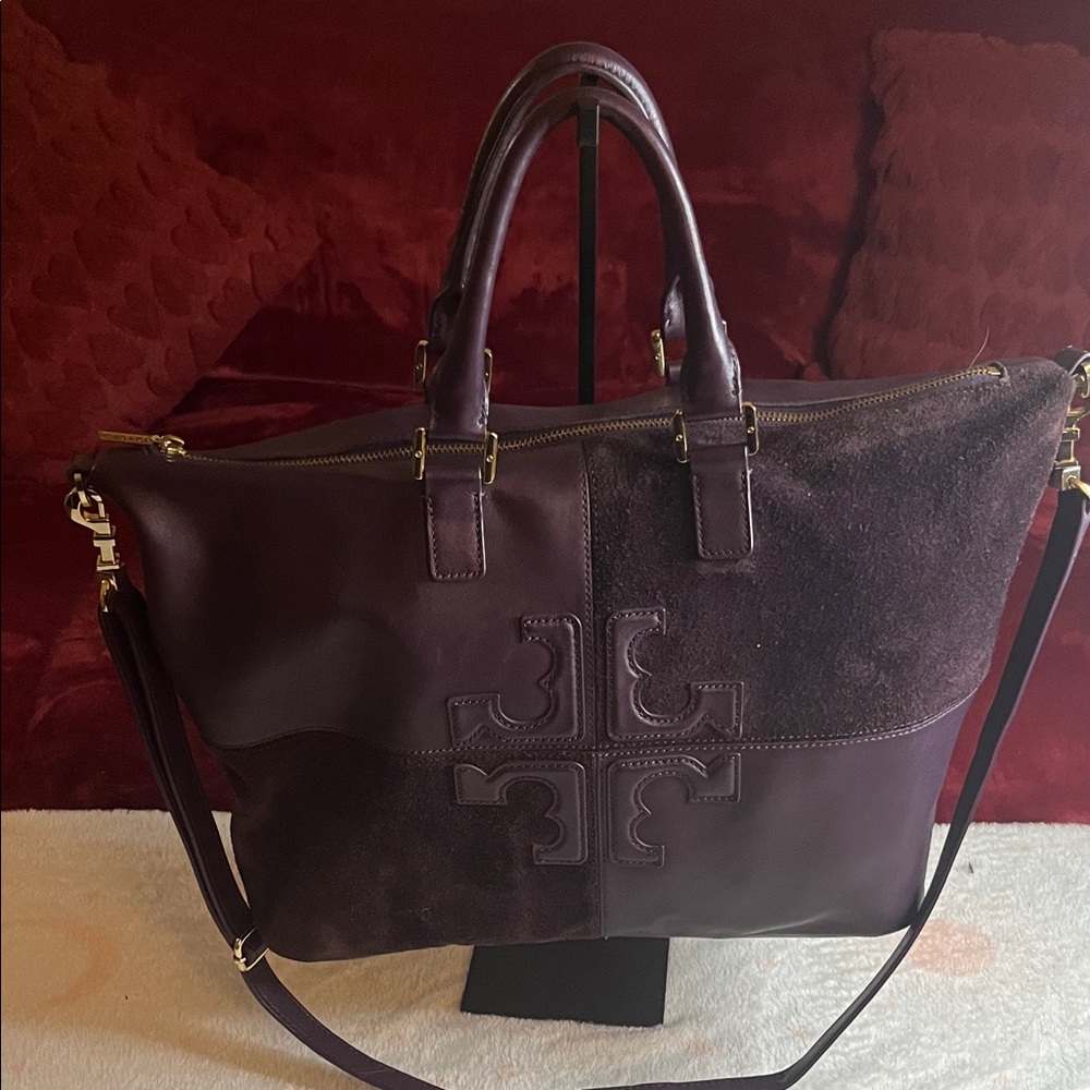 Tory Burch Deep Purple Leather Tote